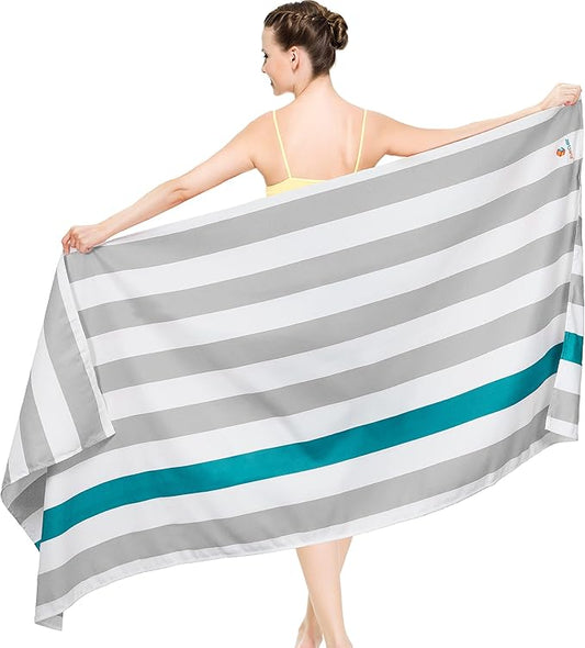 SUN CUBE Microfiber Beach Towel, Quick Dry Sand Free Beach Towel, Lightweight, Compact for Travel Swim Sports Camping, Packable Sand Resistant Towel Adult - Light Grey 78x35 Inches