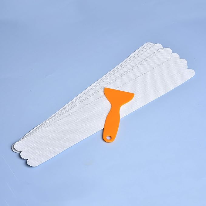 Supkiir Bathtub Non Slip Stickers, 24 PCS Anti Slip Adhesive Shower Treads with Scraper for Bath, Tub, Shower, Pool, Stairs, Ladders, Kitchen, 15’’
