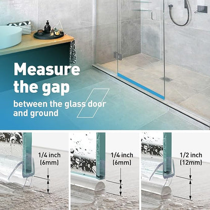 Shower Door Bottom Seal, 2 PCS 1/4" x 36" Shower Door Sweep for 1/4 Inch Glass, Frameless Glass Shower Door Seal Strip, Stop Shower Leaks and Create a Water Barrier