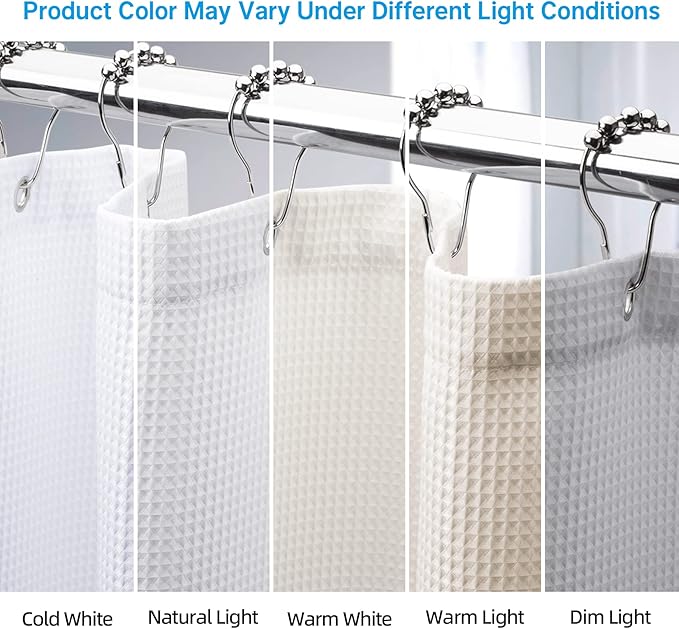 AmazerBath 78 Inch Shower Curtain Fabric, Waffle Shower Curtain 72x78 Inches, Long Shower Curtain White Heavy Duty Hotel Quality Bathroom Shower Curtains