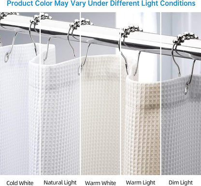 AmazerBath Waffle Shower Curtain White, Stall Shower Curtain, Heavy Duty Fabric Shower Curtains, Hotel Quality Bathroom Shower Curtains, 60 x 72 Inches
