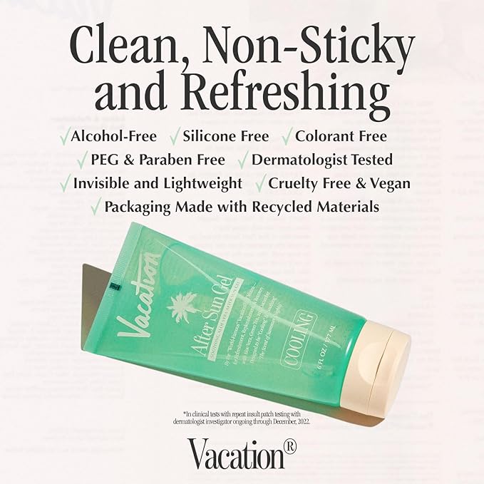 VACATION After Sun Gel & Air Freshener Bundle, Soothing Aloe Vera for Sunburn Relief, Hydrating & Cooling, Non-Sticky Aftersun Care, Alcohol Free, 6 Fl. Oz.