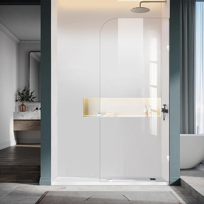 34" W ×74" H Shower Glass Panel, Frameless Fixed Glass Shower Panel with Clamps, 5/16"(8mm) Thick Clear Tempered Glass Shower Door, Bathroom Shower Screen in Polished Chrome Finish