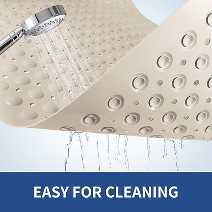 OTHWAY Square Shower Mat 32x32, TPE Non-Slip Shower Mats with Drain Holes and Suction Cups, Walk-in Mat for Inside Shower Stall, Anti-Slip for Elderly Kids (Apricot)