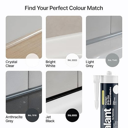 Bright White Kitchen & Bathroom Sealant & Adhesive Hybrid Polymer | Superior to Silicone Caulk Sealant | Waterproof, Odorless, Paintable | Ideal for Around Bathtub, Shower, Kitchen - 300ml 3 Pack