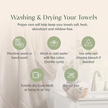 Springtree Home Luxury Bamboo Rayon Bath Towel Set of 4 | 35% Bamboo Rayon - 65% Cotton | Absorbent Quick-Dry Towels for Bathroom | Oeko-TEX Standard 100 Cotton | Cobblestone
