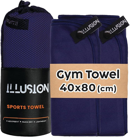 illusion Small Microfiber Gym Towels for Men and Women Active Sports (32" L x 16''W)-Lightweight Quick Dry Gym Towel for Sweat-Workout Towels Ideal for Yoga, Camping, Running, and Outdoor Activities