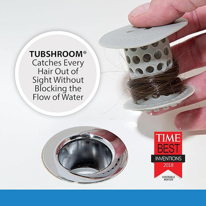 TubShroom the Revolutionary Tub Drain Protector Hair Catcher/Strainer/Snare, Gray (TSGRA454)