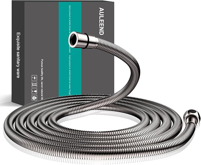 AULEEND，118 inch，encrypted shower hose 304 stainless steel metal - Extra long shower hose -（Universal Connection G 1/2" x 1/2")（brushed nickel）