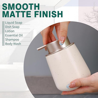 Bosilunlife Hand Soap Dispenser - 12oz Ceramic Soap Dispenser Bathroom Refillable Liquid Soap Pump Dispenser for Bathroom Kitchen Dispenser for Dish Soap with Easy-to-Press Pump