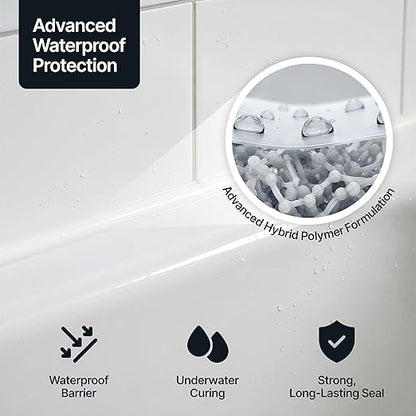 Bright White Kitchen Bathroom Hybrid Polymer Sealant Adhesive 13.1oz All in One Waterproof Weatherproof Joint Paintable Indoor Outdoor Bath Shower Sink Window Board Door RV Roof Wood - 1 Pack