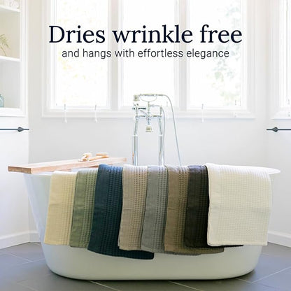 GILDEN TREE Waffle Hand Towels for Bathroom Quick Dry Large Luxury Lint Free Super Absorbent Cotton Hand Towels Set of 2, Modern Style (Stone)
