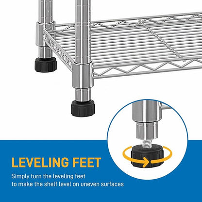 6 Tier Storage Racks Shelving, Heavy Steel Pantry Shelves, Adjustable Wire Shelving Rack, Suitable for Garage, Kitchens, Offices, 13.4" W x 13.4" D x 63" H, Silver