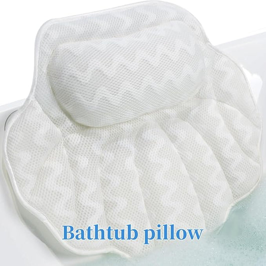 Super Thick Bath Pillow, Soft and Comfortable Bath Pillow, 4D mesh Fabric and 6 Non-Slip Suction Cups, Used for Bathtub Head and Neck Support to Relax Family spa hot tub Essentials, Ladies Bath Gift