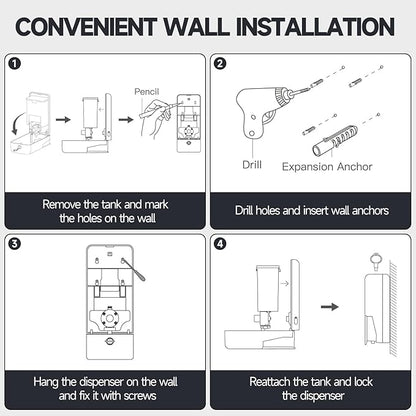 27oz (800 ml) Manual Wall Mounted Soap Dispenser, Ideal for Commercial Bathrooms Restaurants Hotels, Use with Liquid Hand Soap Shampoo, ABS Black