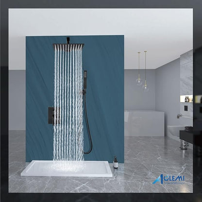 Aolemi Shower Faucet Set Rain Shower System with Handheld Spray Bathroom Shower Combo Rough-in Valve and Shower Trim Kit Included Oil Rubbed Bronze 12 Inch Wall Mount Shower Head
