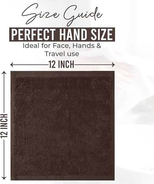 DAN RIVER 24 Pack Wash Cloths for Showering [12x12] - 100% Cotton Washcloths Premium Quality Flannel Face Cloths for Bathroom, Highly Absorbent and Soft Feel Wash Clothes, Brown