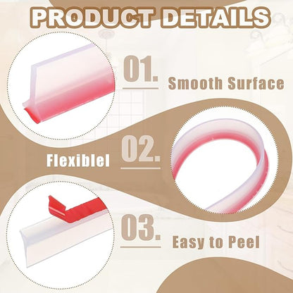PATIKIL 79 Inch Collapsible Shower Threshold Water Dam Guard, Shower Stopper Barrier Self Adhesive Sink Splash Guards for Frameless Shower Door Bottom, Clear (1.2"Wx0.6"T)