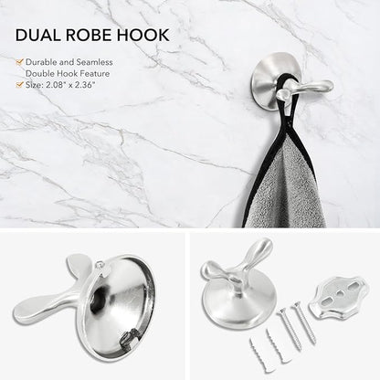 Brushed Nickel 5 Piece Bathroom Hardware Set Towel Rack Set Adjustable Expandable Bathroom Accessory kit Towel Bar for Bath Wall Mounted