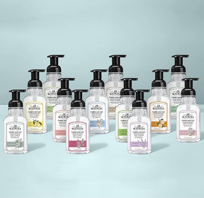 J.R. Watkins Foaming Hand Soap Pump with Dispenser, Moisturizing Foam, Alcohol-Free, Cruelty-Free, Use as Kitchen or Bathroom Soap, Cherry Blossom, 9 fl oz, 3 Pack