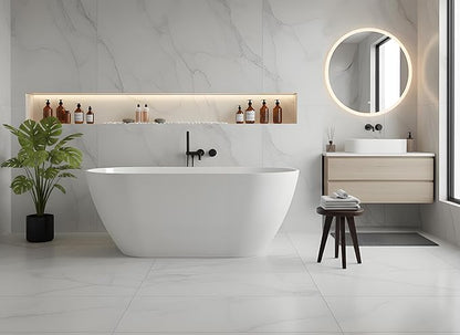 GarveeLife Freestanding Bathtubs 67 inch Acrylic Free Standing Soaking Tub, Freestanding Bathtub with Chrome Drain, Modern Free Standing Tub for Relaxing Soaking Tub Experience and Bathroom Remodel