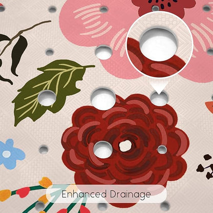 Bathtub Mat Non Slip, Flower Square Bath tub Mat Shower Floor Mat with Suction Cups for Adults Kids Elderly 21 X 21 Inch