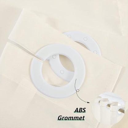 Furlinic No Hook Beige Shower Curtain,Polyester Fabric Bathroom Curtains with 10 Split Grommets,Waterproof & Machine Washable,Standard Size,72x72 Inch