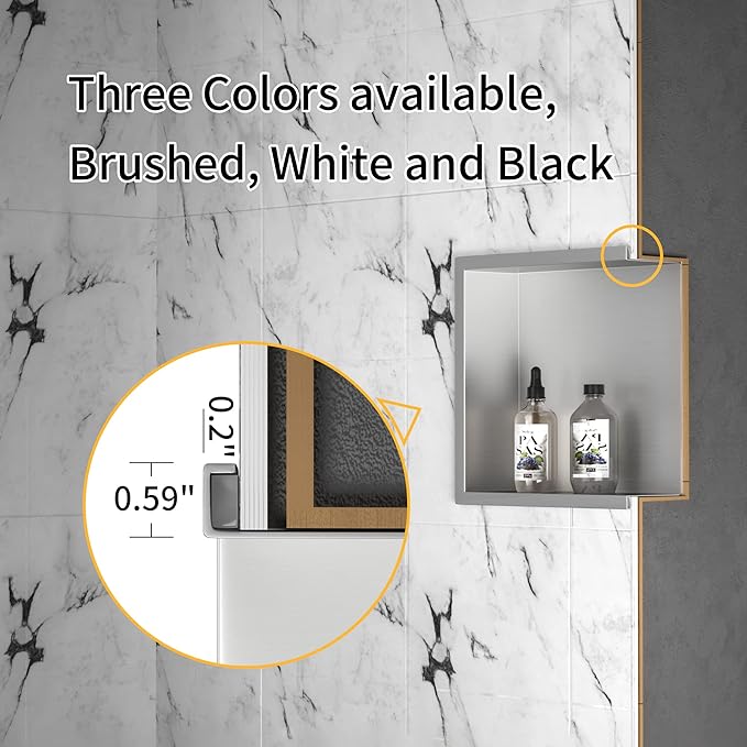 Stainless Steel Shower Niche 36" X 12" Matte Black No Tile Needed Horizontal Niche Shower Recessed Wall Niches for Bathroom Storage Over Mount Installation