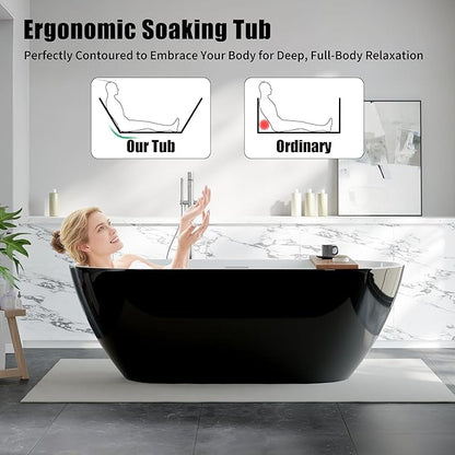 Freestanding Bathtub 67 inch Extra Large Acrylic Soaking Bathtub, Free Standing Bathtub with Integrated Overflow & Extendable Drain, Stand Alone Tub for Elegant Bathroom Design
