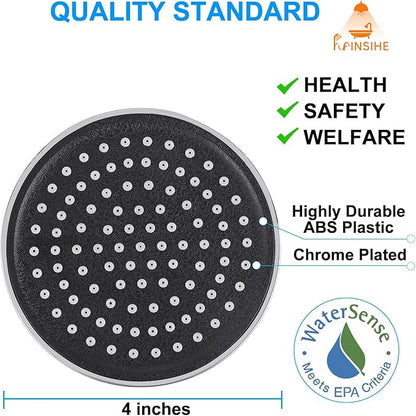 Fixed Shower Head Replacment, 1.8 GPM Fixed Showerhead Screw on Universal Shower Head for Bathroom with Flow Restrictor Fit G1/2" Easy Clean, 4" Round Chorme