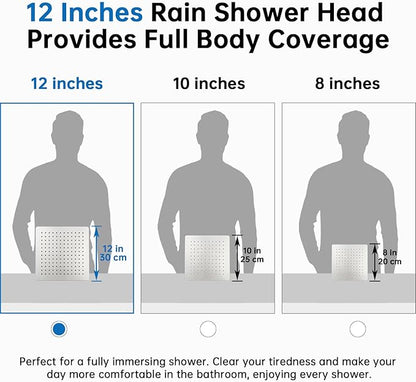 G-Promise All Metal 12 Inches Rainfall Shower Head with Handheld Spray Combo, 3 Settings Diverter, Adjustable Extension Arm with Lock Joints, 71 Inches Stainless Steel Hose (Brushed Nickel)