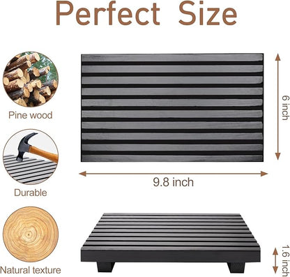 Renawe Black Bathroom Counter Organizer Wooden Display Pedesta Stand Kitchen Countertop Trays Farmhouse Wood Riser Dish Soap Dispenser Holder for Bathroom Decor Kitchen Sink Accessories Vanity Tray
