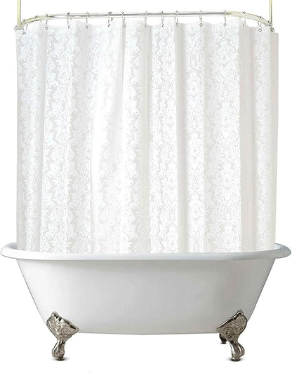 Clawfoot Tub Shower Curtain Floral Damask Liner All Around Extra Wide 180x70 Inch Heavy Duty Artwork Print Bath Curtain for Bathroom Decoration with 36 Metal Grommets Hooks PEVA Waterproof