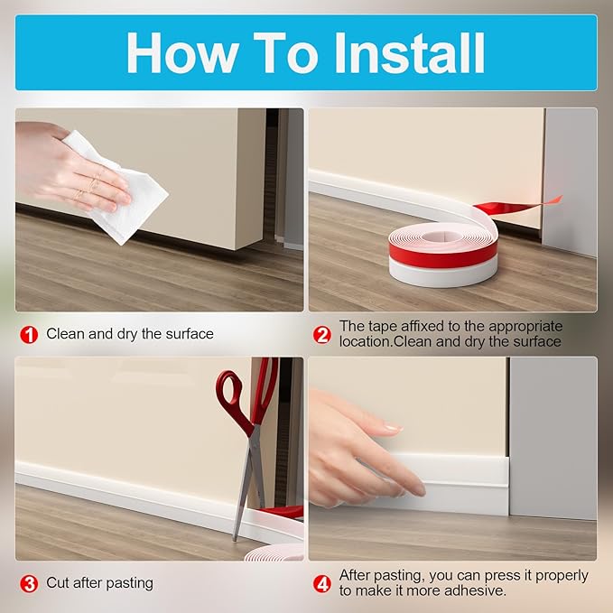 2Inch (W) x 20FT(L) Door Weather Stripping, Door Draft Stopper Silicone Seal Strip, Draft Seal Tape for Doors Windows and Shower Glass Gap