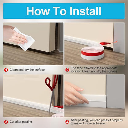 Heavy-Duty 3Inch (W) x 20FT(L) Door Weather Stripping, Extra Thick 2mm Door Draft Stopper Silicone Seal Strip, Draft Seal Tape for Doors Windows and Shower Glass Gap