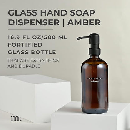 MaisoNovo Soap Dispenser 1-Piece Set | 16.9oz Amber Bottles with Black Stainless Steel Pump
