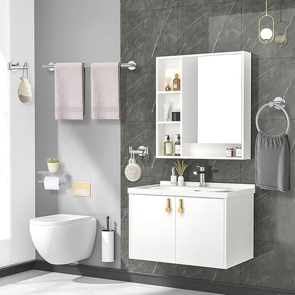 TNOMS Brushed Nickel 5 Pieces Towel Bar Set Bathroom Hardware Set Upgraded Toilet Paper Holder with Shelf,Towel Holder Set for Bathroom Stainless Steel Wall Mounted 23.6 Inch