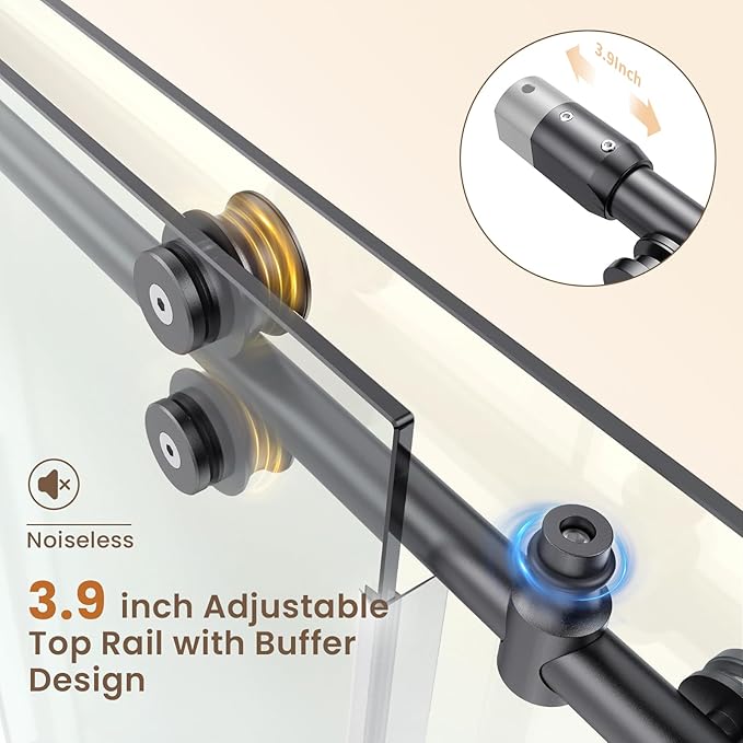 Bathbliss Glass Shower Door 56"-60" Wx76 H,Frameless Sliding Glass Door with 5/16"(8mm) Tempered Glass Shower with Matte Black Finish