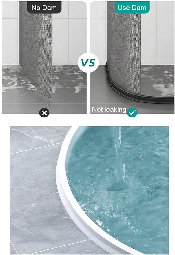 39Inch Collapsible Threshold Water Dam 1.5" high Walkin Shower Guard To Keep Water In Shower Stall Water Barrier Silicone For Dry And Wet Bathroom Kitchen Wheelchair Accessible