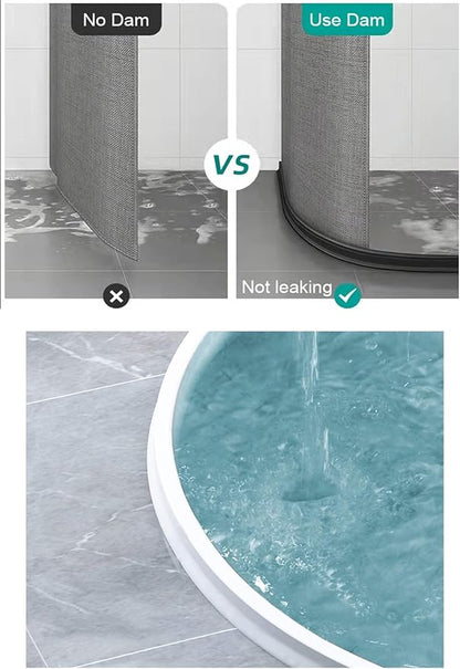 3.5" High Collapsible Shower Threshold Water Dam 67"Shower Water Splash Guard Shower Threshold Barrier Water Stopper To Keep Water In Shower Dry And Wet Bathroom