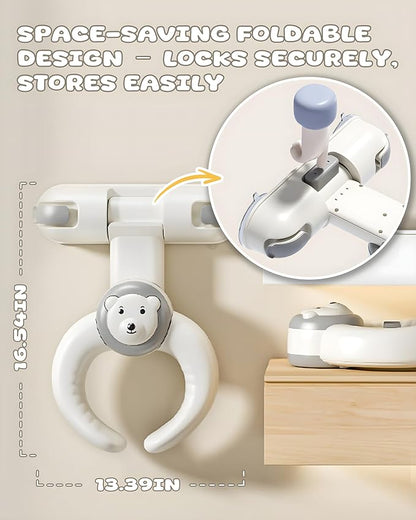 Adjustable Baby Bath Stand with Strong Suction Cups – Foldable Shower Support Seat for Babies 6 Months & Up, No-Drill ABS Plastic with Drain Holes, Safe & Stable Toddler Bath Helper (Bear)