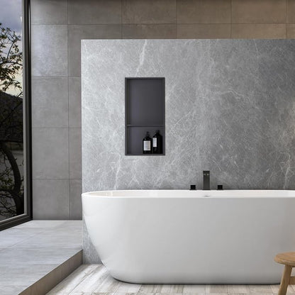 24x12 Shower Niche, No Tile Needed Insert, 304 Stainless Steel, Sloped Base, Matte Black in-Wall Shelf