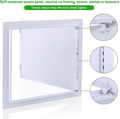 Plastic Wall & Ceiling Access Panel, 14 x 14 Inch, Reinforced Hinged, Removable, White
