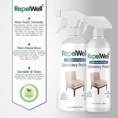 Eco-Friendly Upholstery Protect Stain & Water Repellent Spray 24oz – Non-Toxic, Pet-Safe Formula for Fabric, Leather, & Suede – Long-Lasting Stain Guard Keeps Furniture Clean & New