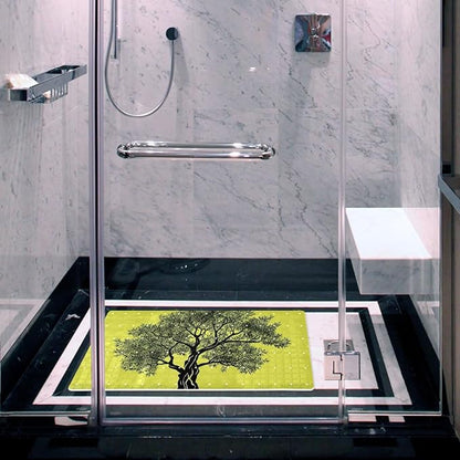 Bath Tub and Shower Mats, Non Slip Bathmat with Drain Holes and Suction Cups for Bathroom Floor, 15.1 x 26.8 Inch (Art Tree Black Silhouette)