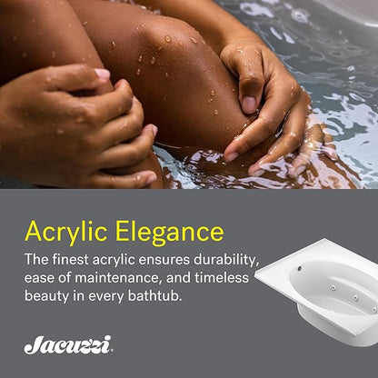 Jacuzzi SIGNATURE Acrylic Drop-In Bathtub, Heated Jet Massage Tub, Slip Resistant, Left Drain Placement, 66" (L) x 38" (W), Oval, White