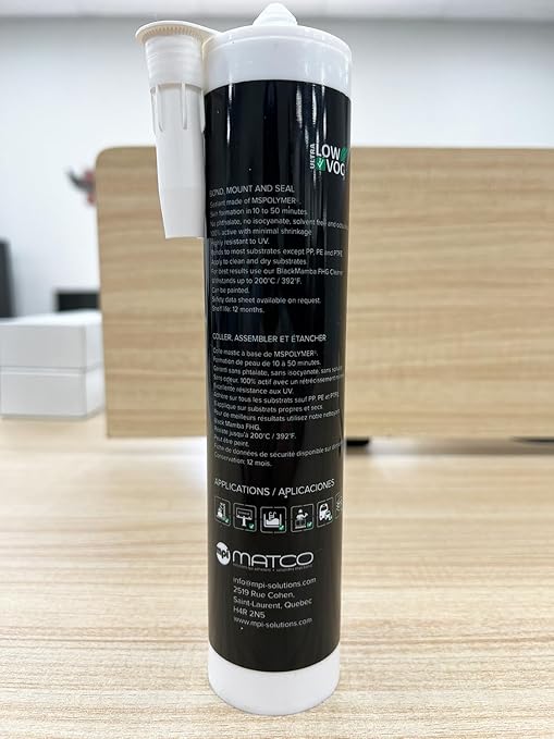 Black Mamba FHG High Tack - Superfast Mono Component Polymer Sealant Cartridge - Gray, Single, Grey