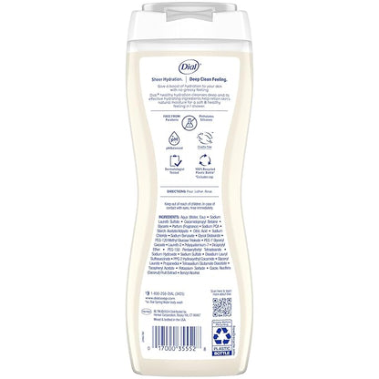 Dial Body Wash, Healthy Hydration, Coconut Milk + Vitamin E, 16 fl oz (Pack of 4), Gentle, Leaves Skin Feeling Soft In 1 Shower, Dermatologist-Tested, No Parabens & Silicones