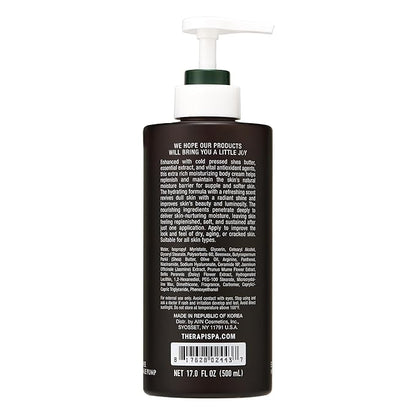 THERAPISPA Scented Body Lotion for Women – Refreshing Moisturizer with Shea Butter, Ceramides & Panthenol to Revive & Nourish Dry Skin – Used by All Genders (Bergamot & Olive, 17.0 fl oz)