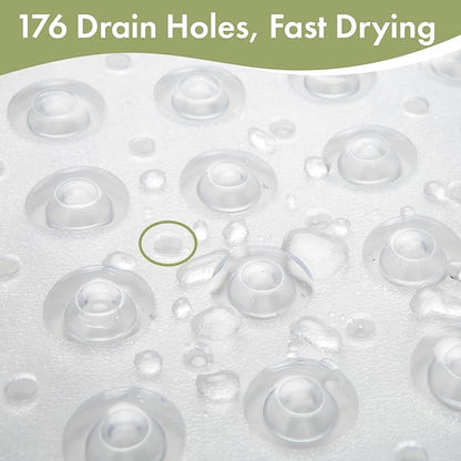 AmazerBath Shower Mat Non Slip 40 x 16 Inches, Shower Stall Mats with Suction Cups and Drain Holes, Non Slip Bath Mat for Tub for Elderly & Kids, Clear